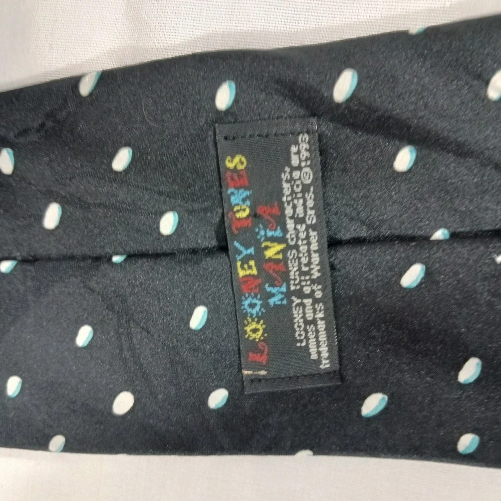 Looney Tunes Necktie Mens OS Black Excellent Vintage 1993 Christmas Taz Bugs